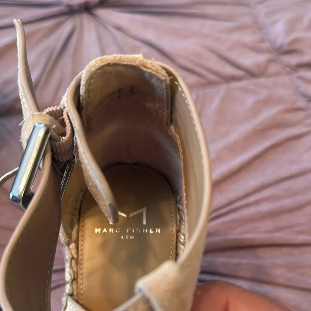 Marc Fisher Mladore Tan Wedge Sandals in suede- worn a few‎ times. 145 retail